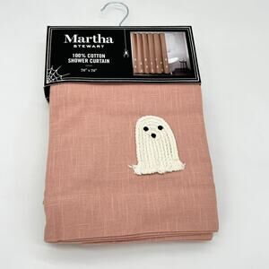 Martha Stewart Pink Ghost Fabric Shower Curtain Halloween Ghosts NEW